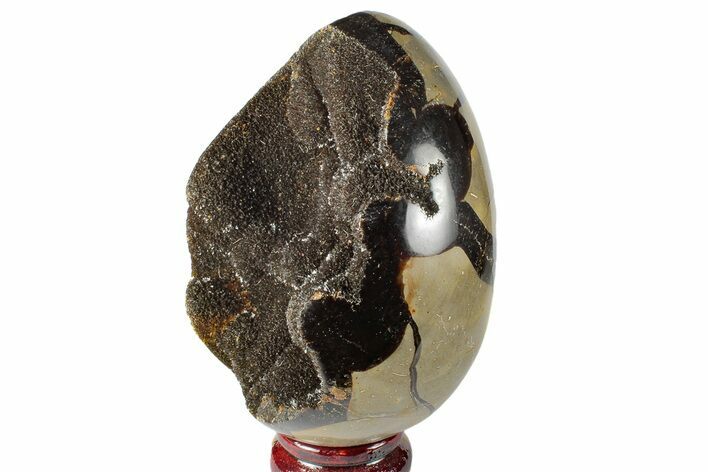 Septarian Dragon Egg Geode - Black Crystals #191463